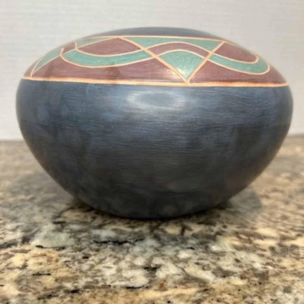 Vintage PS Savage Arts West Pottery Vase Native American Buffalo